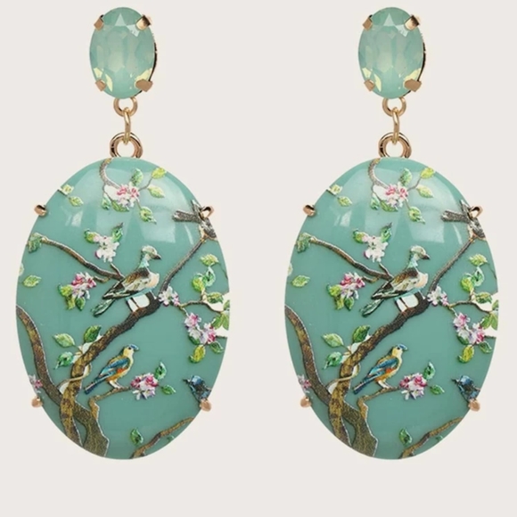 Unlisted Jewelry - Flower and Bird Decor Geometric Drop Earri…